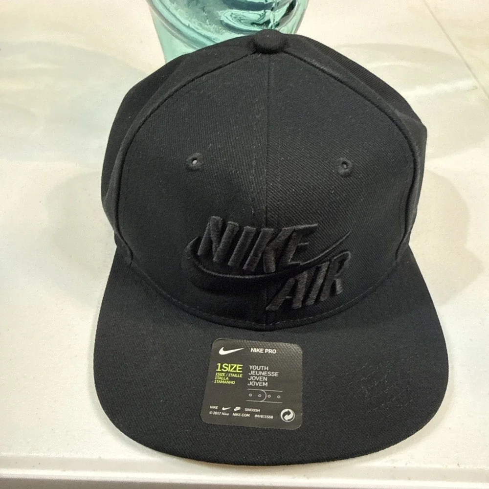 Nike Air Pro youth‎ hat black embossed Nike Air logo Black on Black